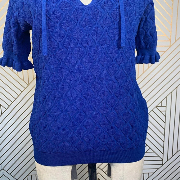 Sandro Roman Ruffle-Trimmed Sweater Egyptian‎ Blue - Picture 4 of 12